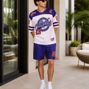 Men's 2 Piece Basketball Athletic Set- Stylish Oversized Jersey & Shorts for Sports and Streetwear