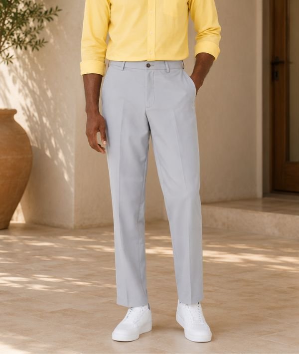 Essentials Men's Classic-Fit Expandable-Waist Flat-Front Dress Pant