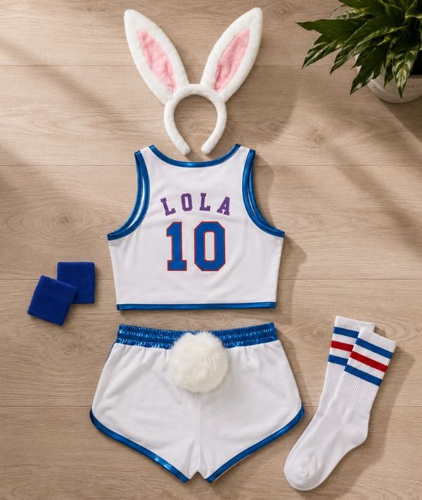 Lola Halloween Cosplay Costume for Women- Complete Space Movie Basketball Jersey Outfit with Shorts, Headband & Socks