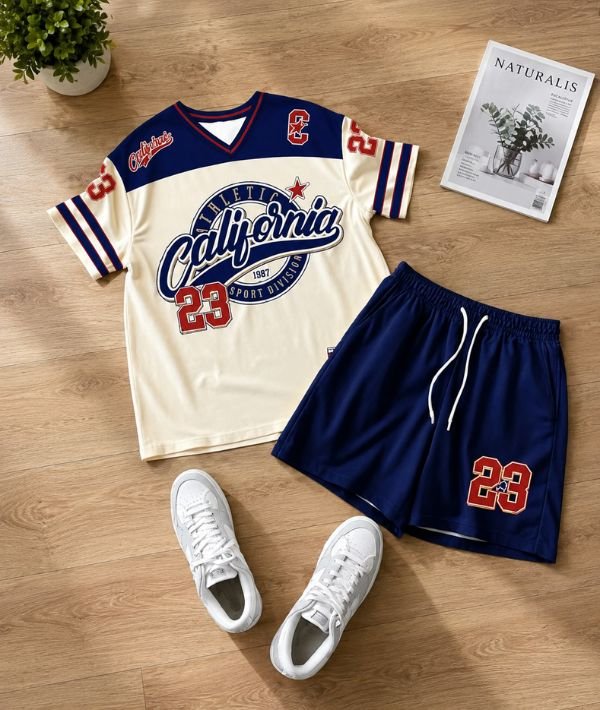 Men's 2 Piece Basketball Athletic Set- Stylish Oversized Jersey & Shorts for Sports and Streetwear