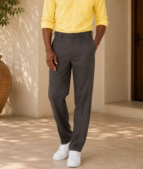 Essentials Men's Classic-Fit Expandable-Waist Flat-Front Dress Pant