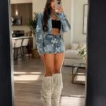 Elainone 2 Piece Denim Set for Women Long Sleeve Zipper Jean Jacket