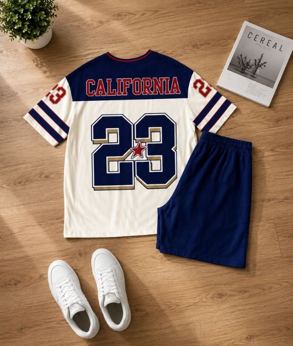 Men's 2 Piece Basketball Athletic Set- Stylish Oversized Jersey & Shorts for Sports and Streetwear