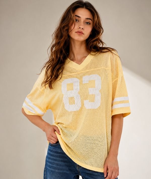Forever 21 Mesh Oversized Football Tee